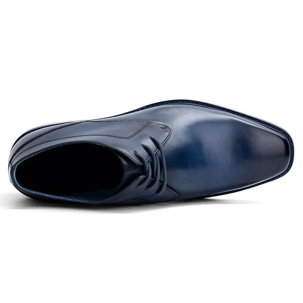 7 CM / 2.76 Inches - CMR CHAMARIPA Height Increasing Desert Boots - High Heel Boots For Men - Blue Leather Casual Boots For Men