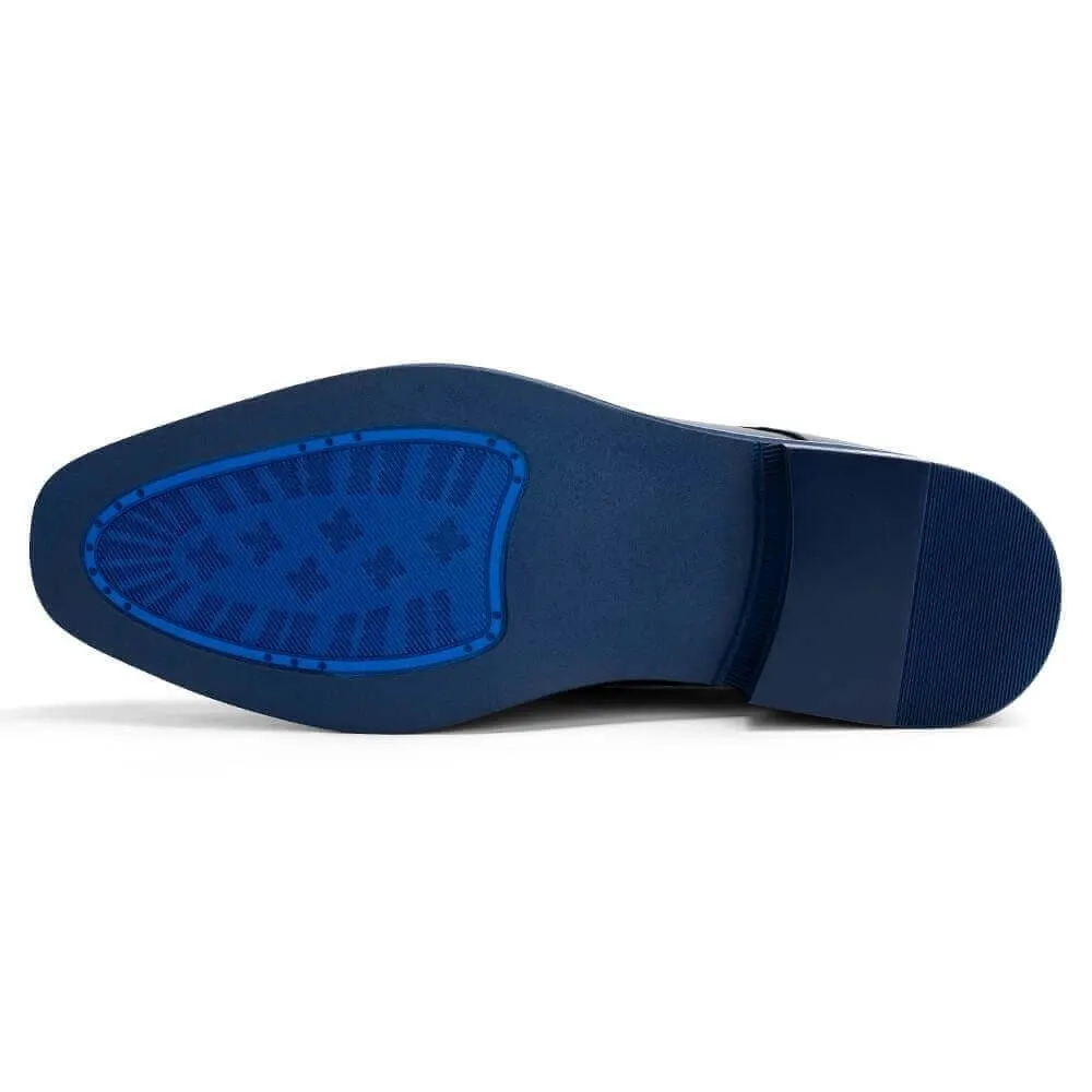 7 CM / 2.76 Inches - CMR CHAMARIPA Height Increasing Desert Boots - High Heel Boots For Men - Blue Leather Casual Boots For Men