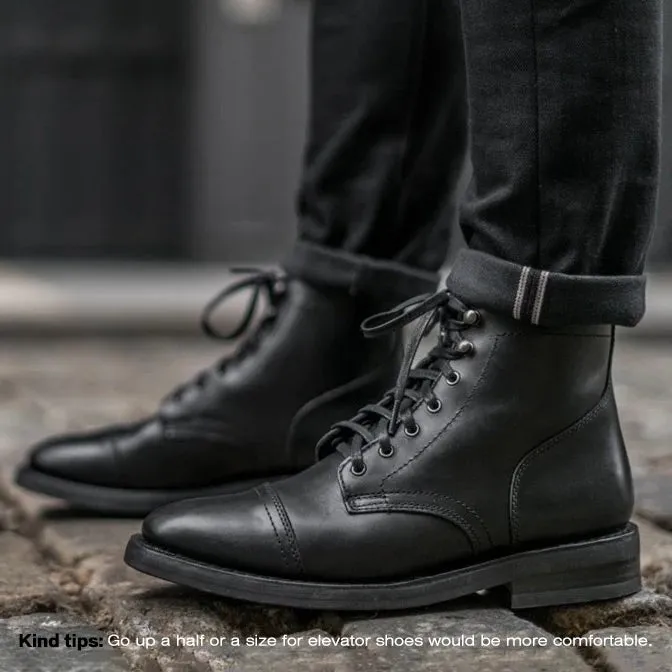 7 CM/2.76 Inches CMR CHAMARIPA Handcrafted Black Hidden High Heel Boots - Elevate Your Presence with 2.76 Inches of Customized Luxury