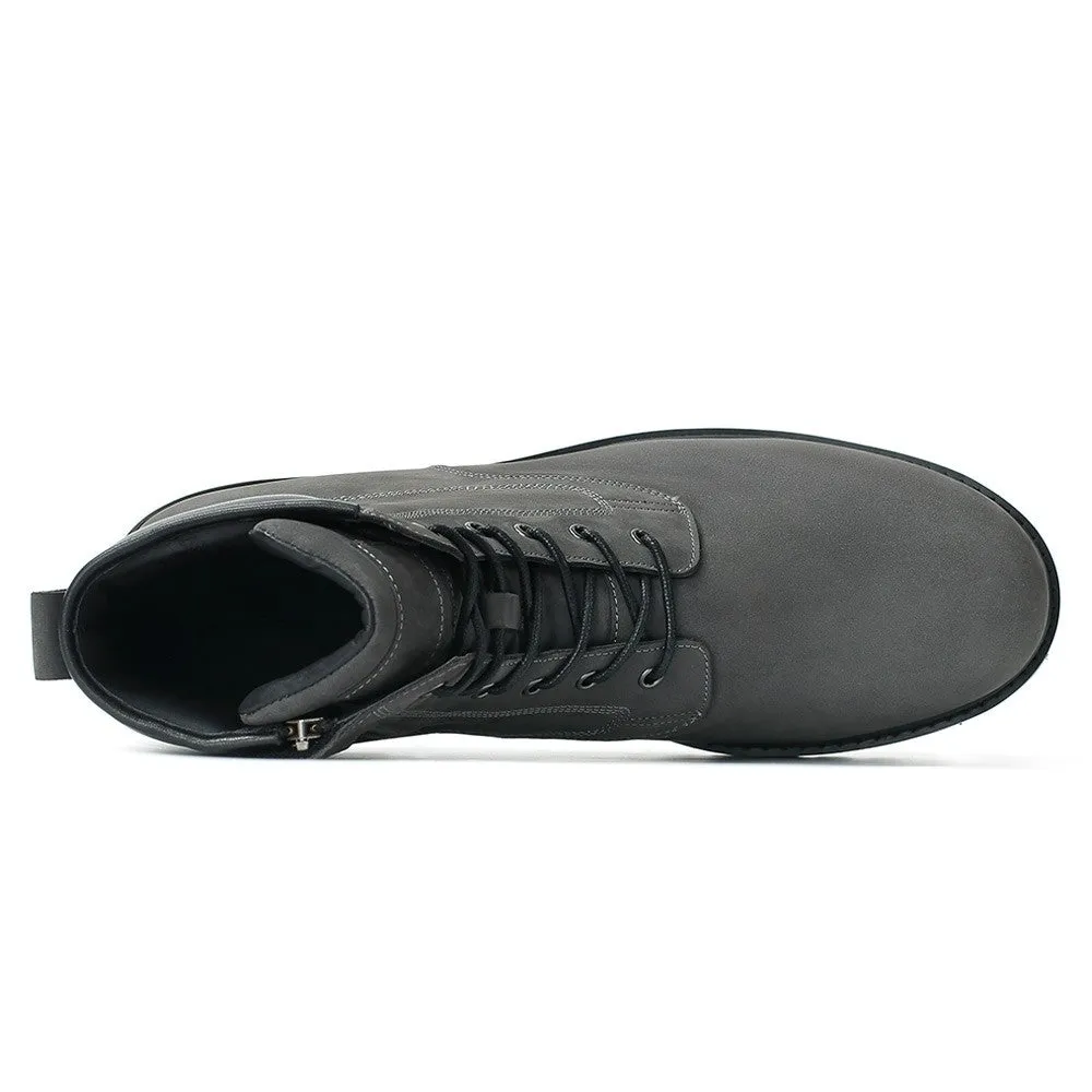 7 CM/2.76 Inches CMR CHAMARIPA  Handcrafted Motorcycle Height Increasing Boots - Premium Black Leather Outdoor Riding Boots