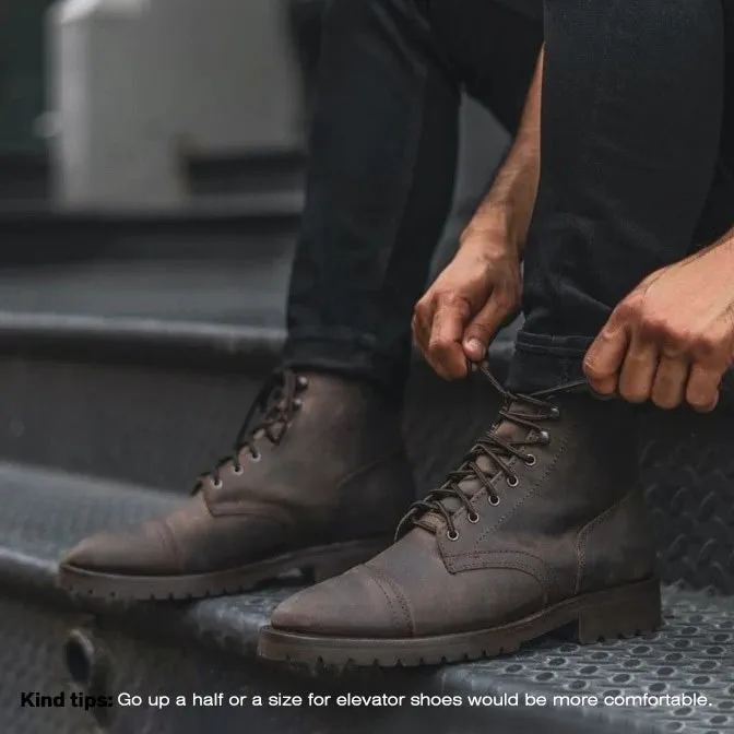 7CM / 2.76 Inches CMR CHAMARIPA Customized Brown Men's Boots - Handcrafted Luxury Hidden High Heel Shoes, 7CM / 2.76 Inches Taller