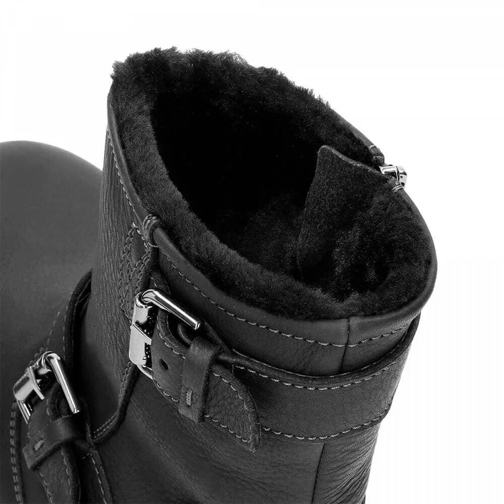 7CM / 2.76 Inches - CMR CHAMARIPA Elevator Boots - Men's Fur Lined Boots - Black Winter Warm Height Increasing Boots