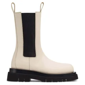 7CM / 2.76 Inches - CMR CHAMARIPA Women's Elevator Shoes - Apricot High Heel Boots For Women - Leather Chelsea Boots