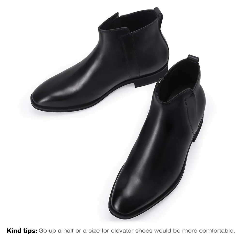 7CM/2.76 Inches CMR CHAMARIPA Height Increasing Boots For Men - Leather Classic Boots - Black
