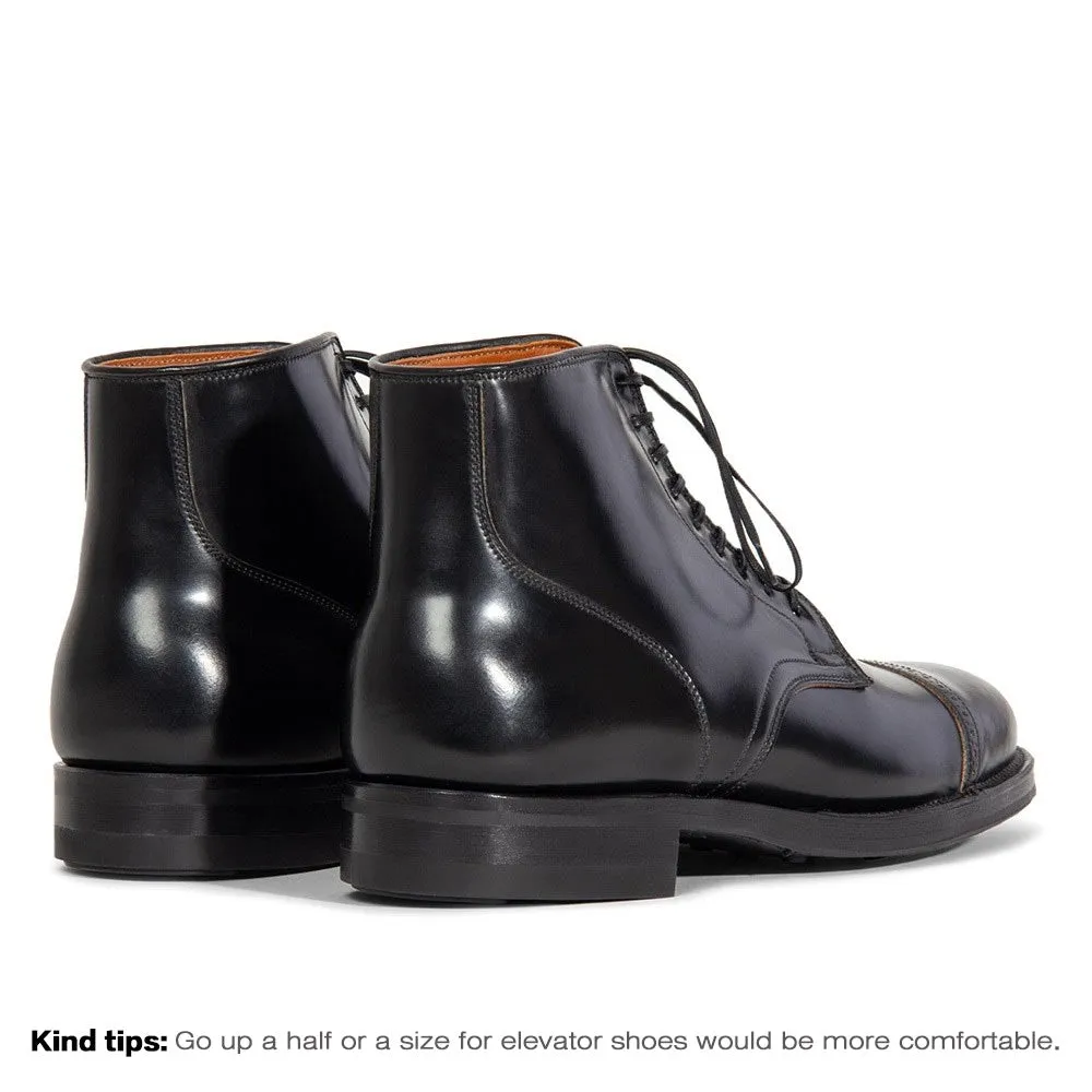 7CM/2.76 Inches CMR CHAMARIPA Men’s Height Increasing Boots - Black Shell Cordovan Leather Brogue Cap Toe Boots