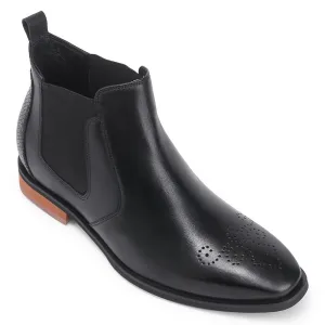 7CM/2.76 Inches Taller - CMR CHAMARIPA Height Increasing Boots For Men - Snake Pattern Grain Leatherboots - Black