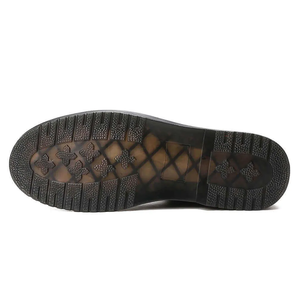 8CM / 3.15 Inches - CMR CHAMARIPA Height Increasing Elevator Boots Water Resistant Black Nubuck Leather Boots That Make You Taller