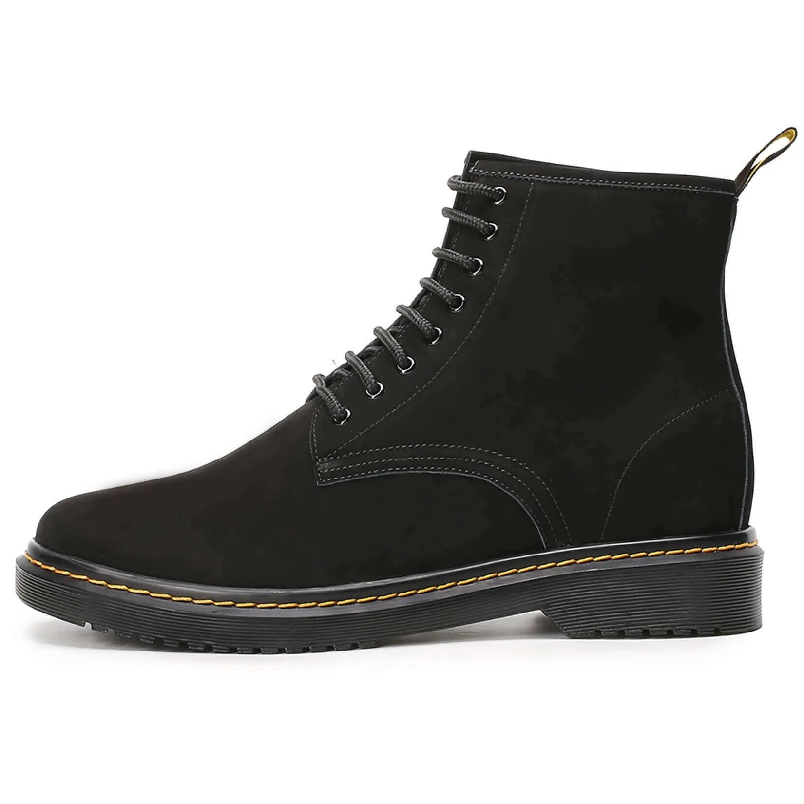 8CM / 3.15 Inches - CMR CHAMARIPA Height Increasing Elevator Boots Water Resistant Black Nubuck Leather Boots That Make You Taller