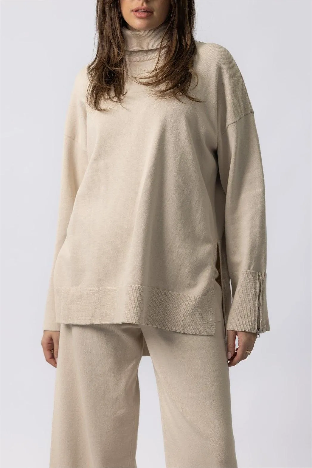 'Aria' Turtle Neck Sweater - Light Beige