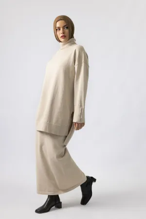'Aria' Turtle Neck Sweater - Light Beige