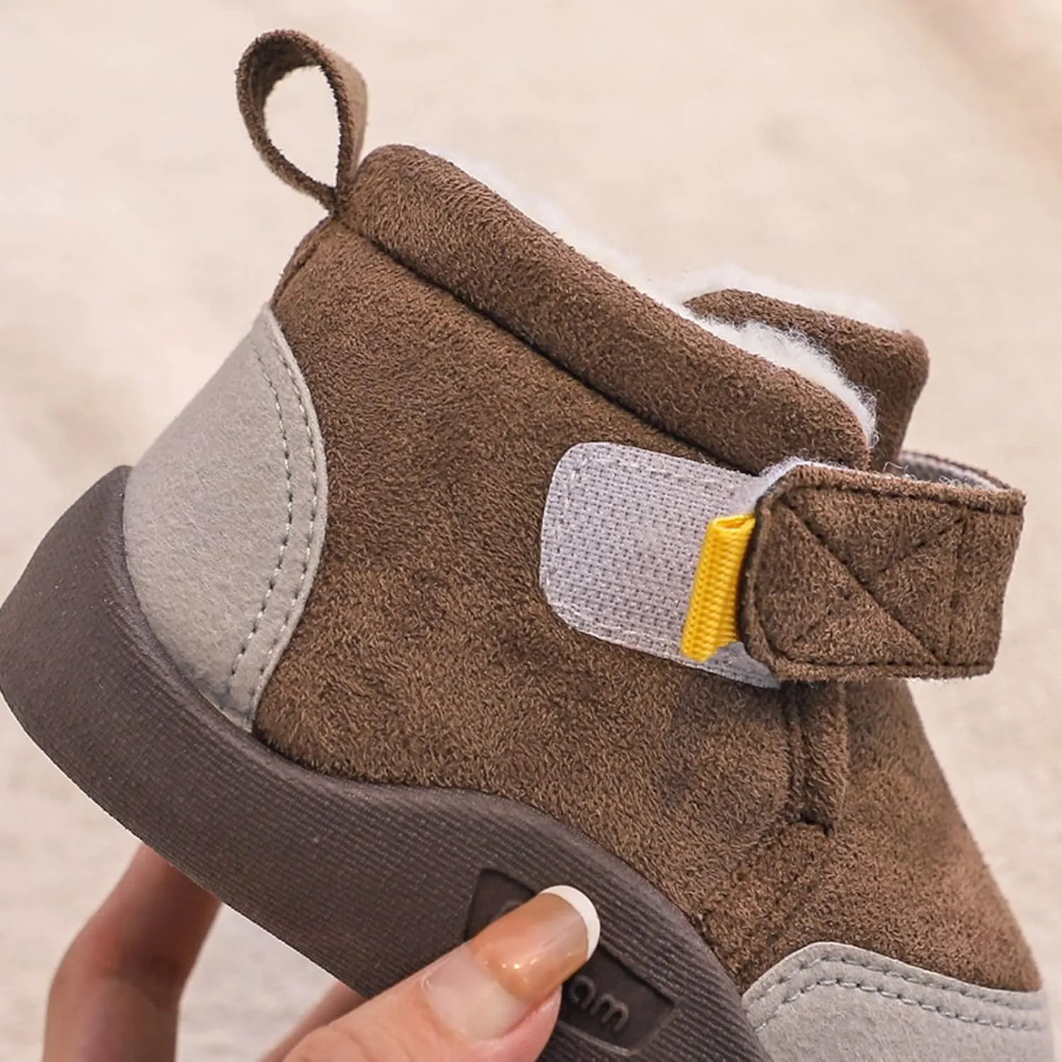 Baby Shoes Toddler Boots Soft Bottom Toddler Shoes Plus Velvet Thick Non Slip Large Cotton Shoes Baby Girl Snow Boots (Coffee, 3.5-4 Years Toddler)