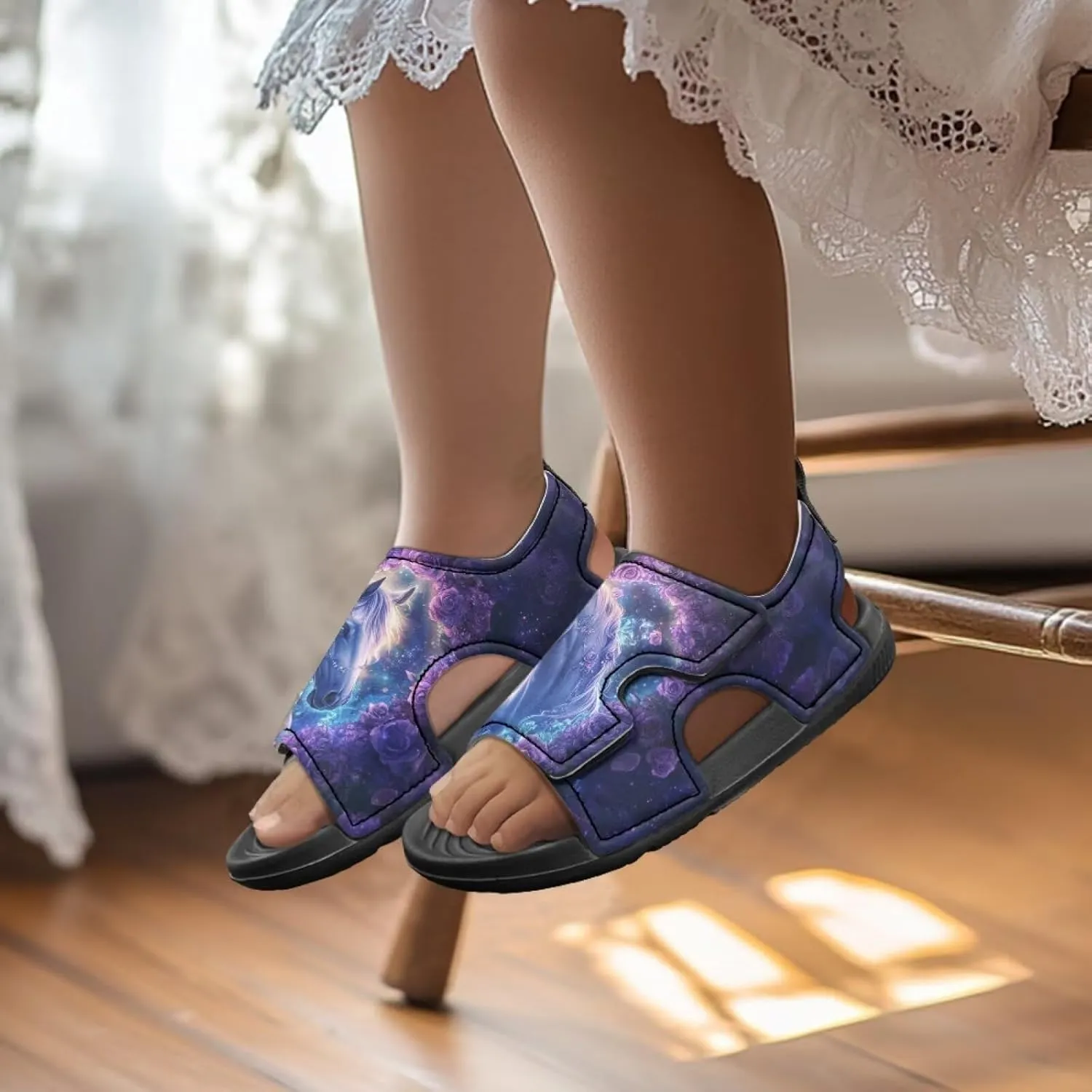 Boys Horse Summer Kids Open Toe Sport Outdoor Athletic Sandals Quick Dry Water Pool Shoes Adjustable