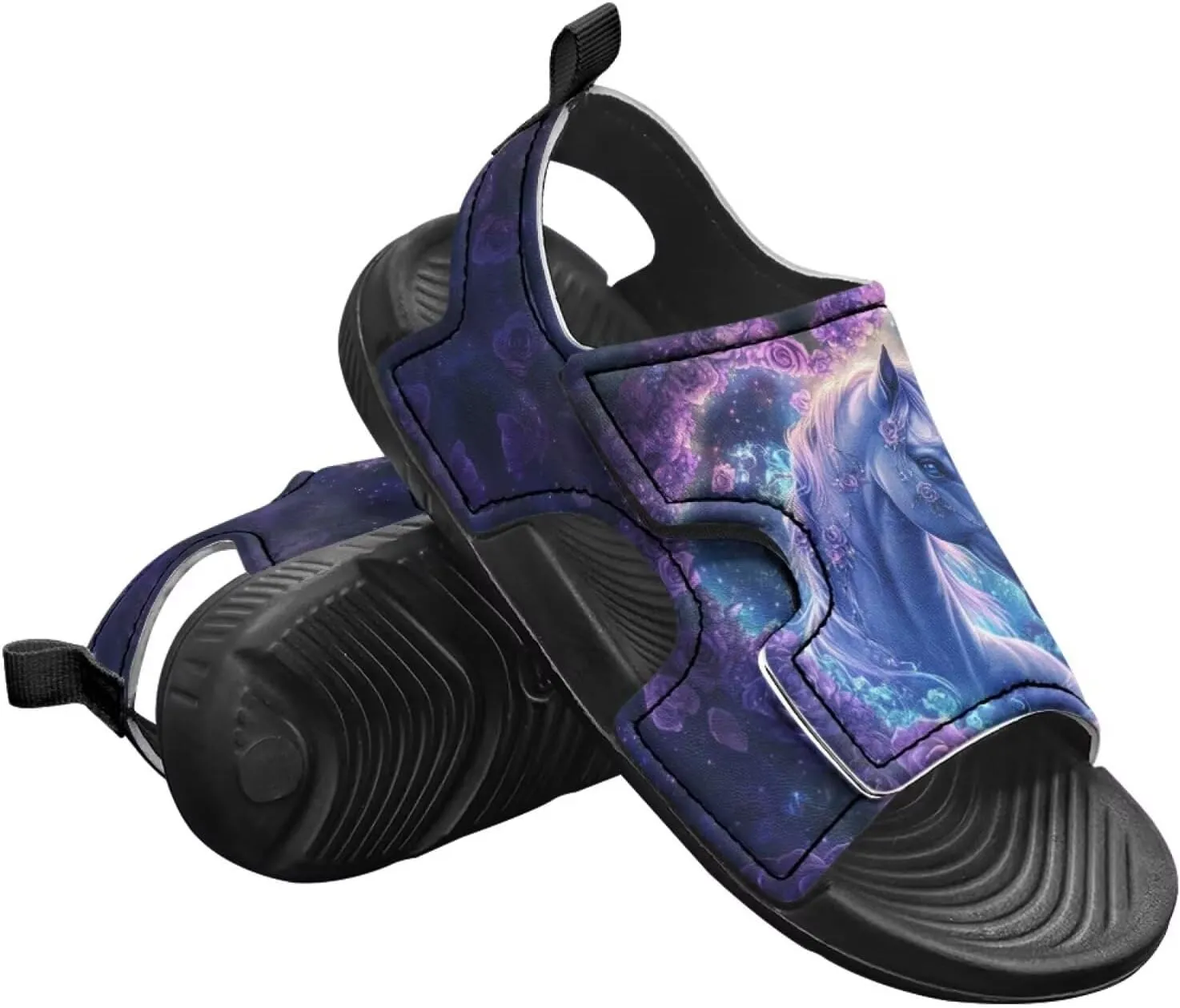 Boys Horse Summer Kids Open Toe Sport Outdoor Athletic Sandals Quick Dry Water Pool Shoes Adjustable