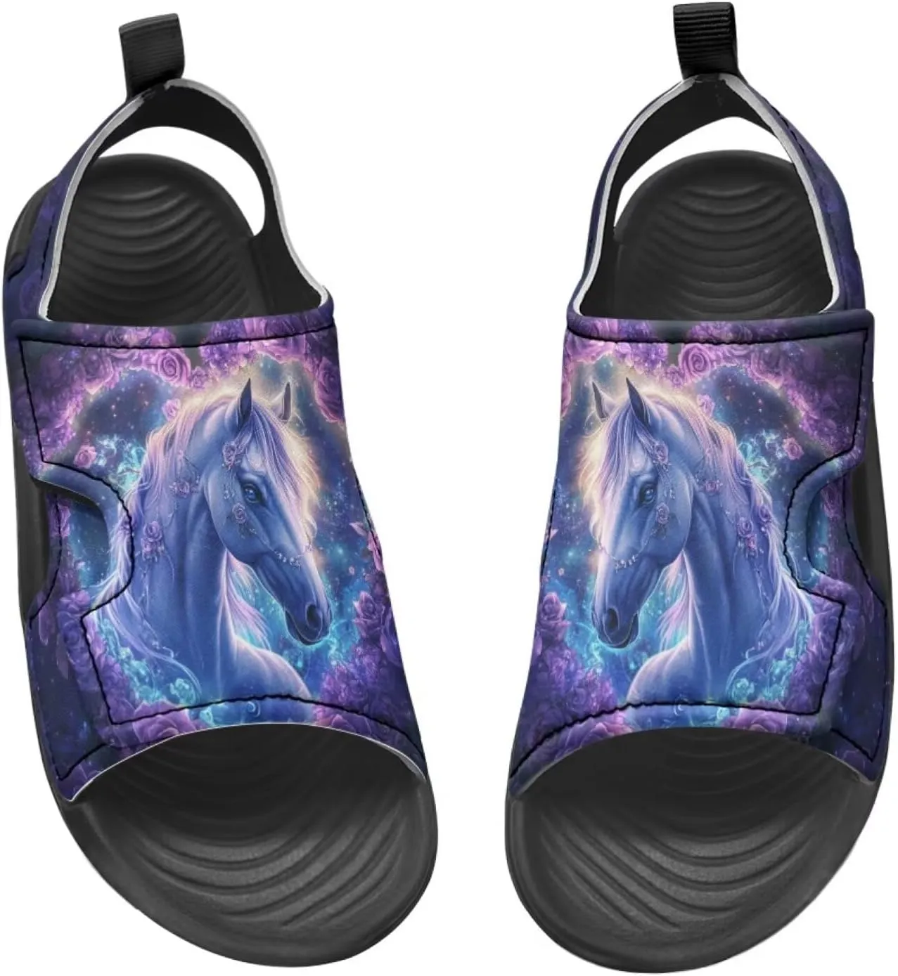Boys Horse Summer Kids Open Toe Sport Outdoor Athletic Sandals Quick Dry Water Pool Shoes Adjustable