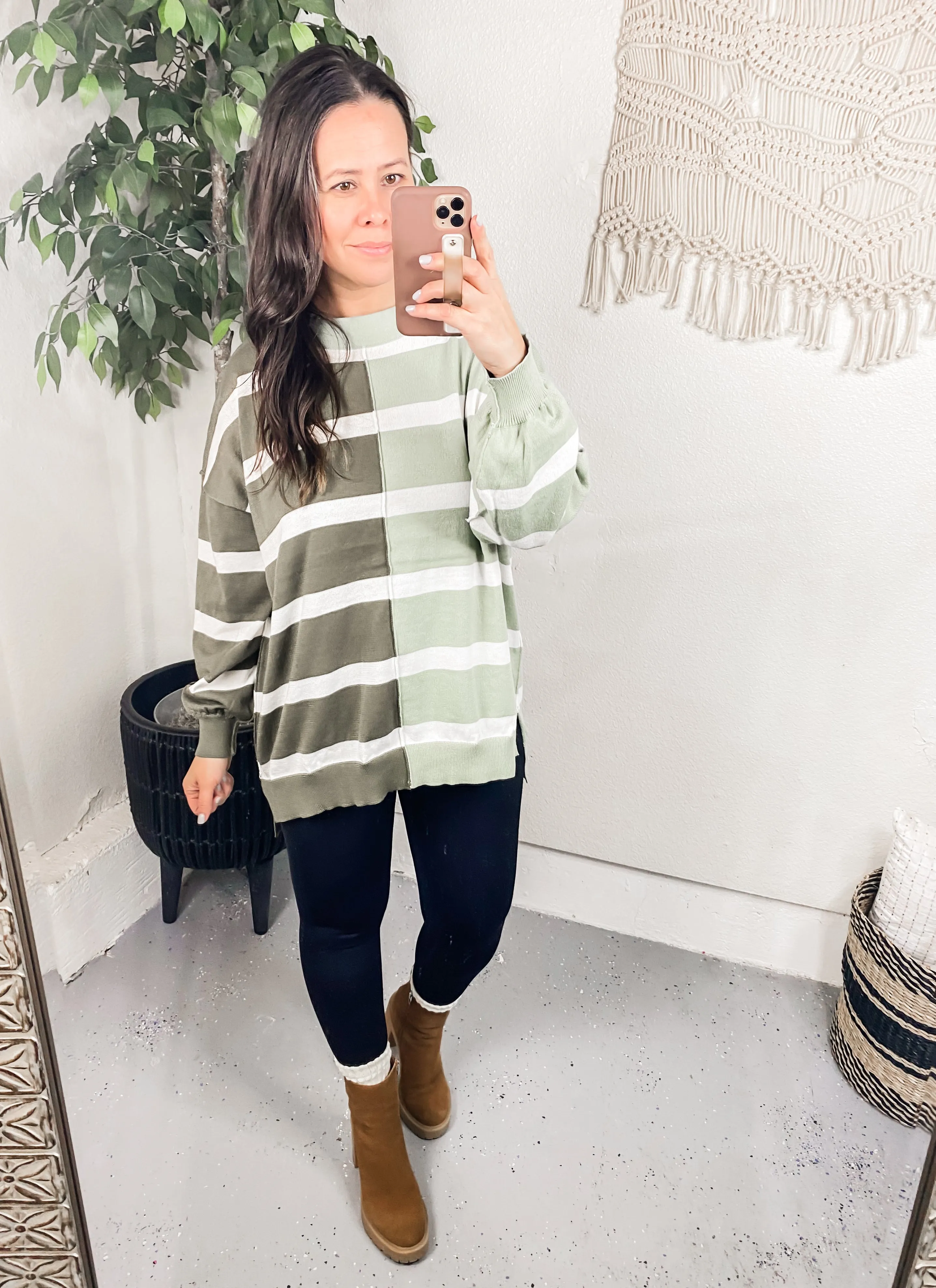 Can't Decide Color Block Striped Sweater
