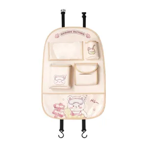 Car Seat Back Organizer & Kick Mat Cute, Waterproof & Multi-Pocket Storage