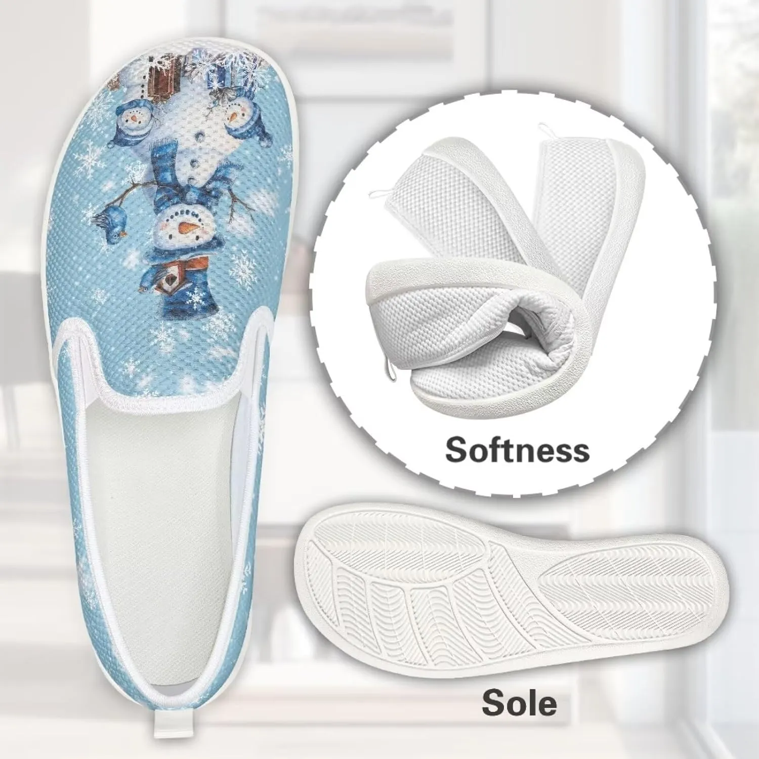 Casual House Shoes Lightweight Slip On Loafers for Womens Soft Breathable Everyday Non Slip Shoes for Workout US 6-11 White Sole