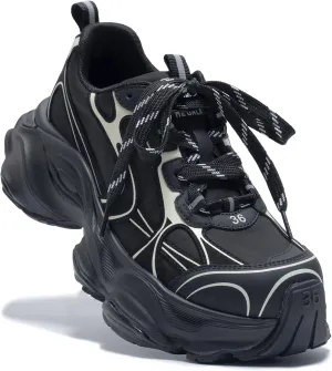 Chunky Sneakers for Women, Womens Fashion Sneakers, Leather Comfortable Dad Shoe Lace-Up Platform Walking Running Shoes