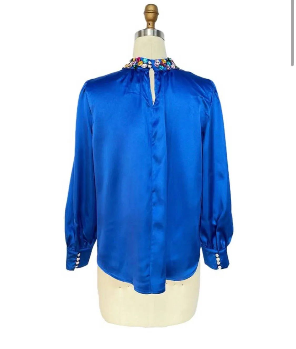 Crystals Neck Blue Cobalt Blouse