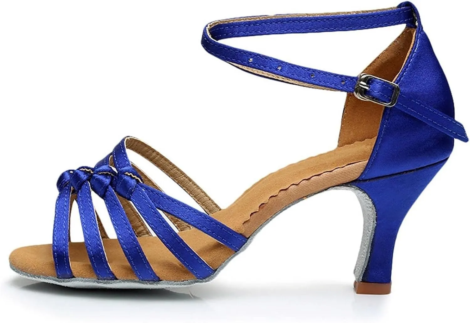 CsgrFagr Sandals for Womens Lace Up Latin Dance High Heels Shoes Rhinestone Heeled Ballroom Salsa Tango Party Sequin Dance Shoes Women Clear Sandals Heels (Blue, 6.5)