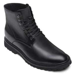 Custom-9 CM / 3.54 Inches CMR CHAMARIPA Elevator Work Boots - Black Leather Height-Increasing Boots