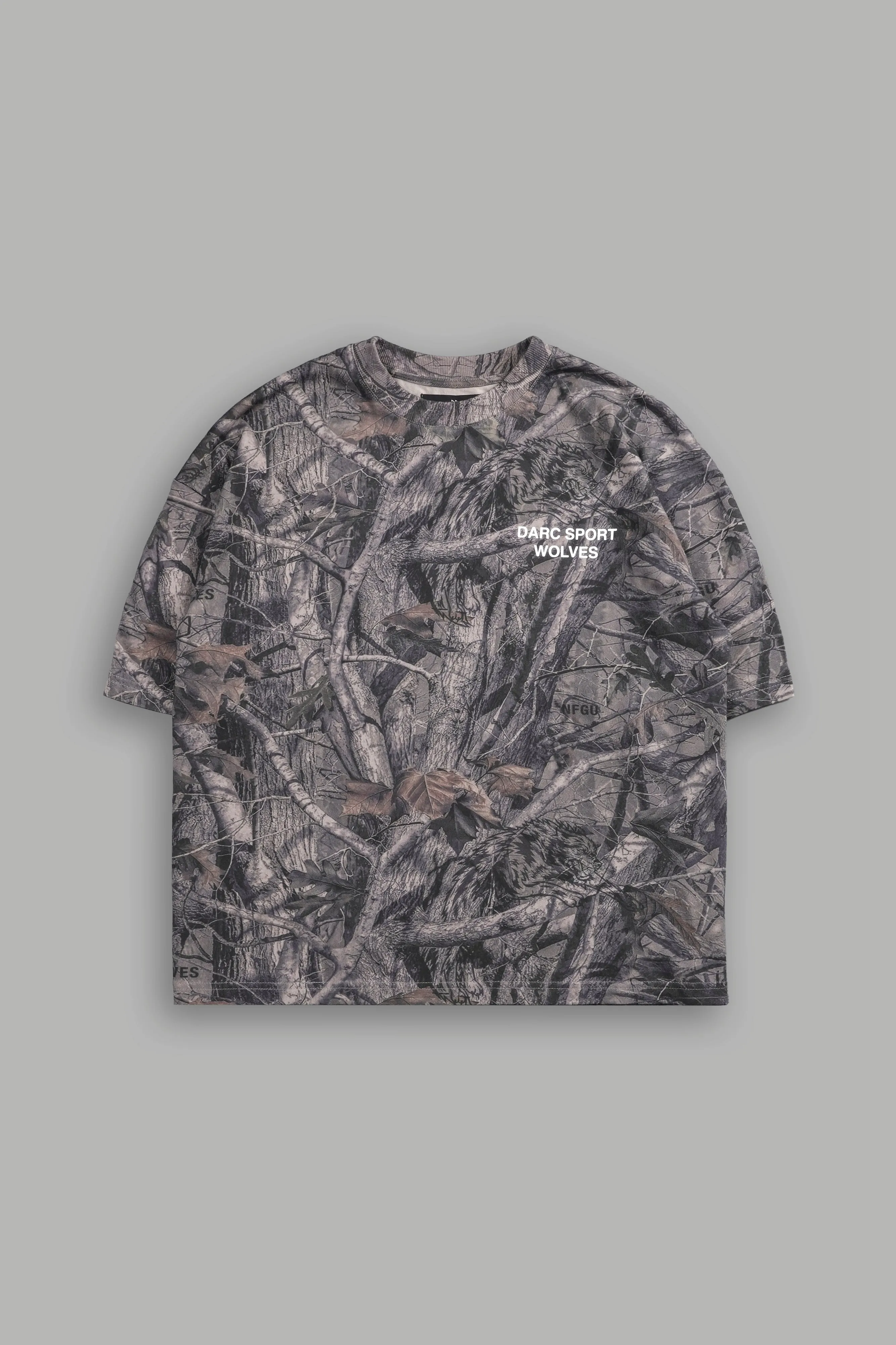 Darc Sport Wolves "Premium" Box Cut Tee in Driftwood Wolf Forest Camo