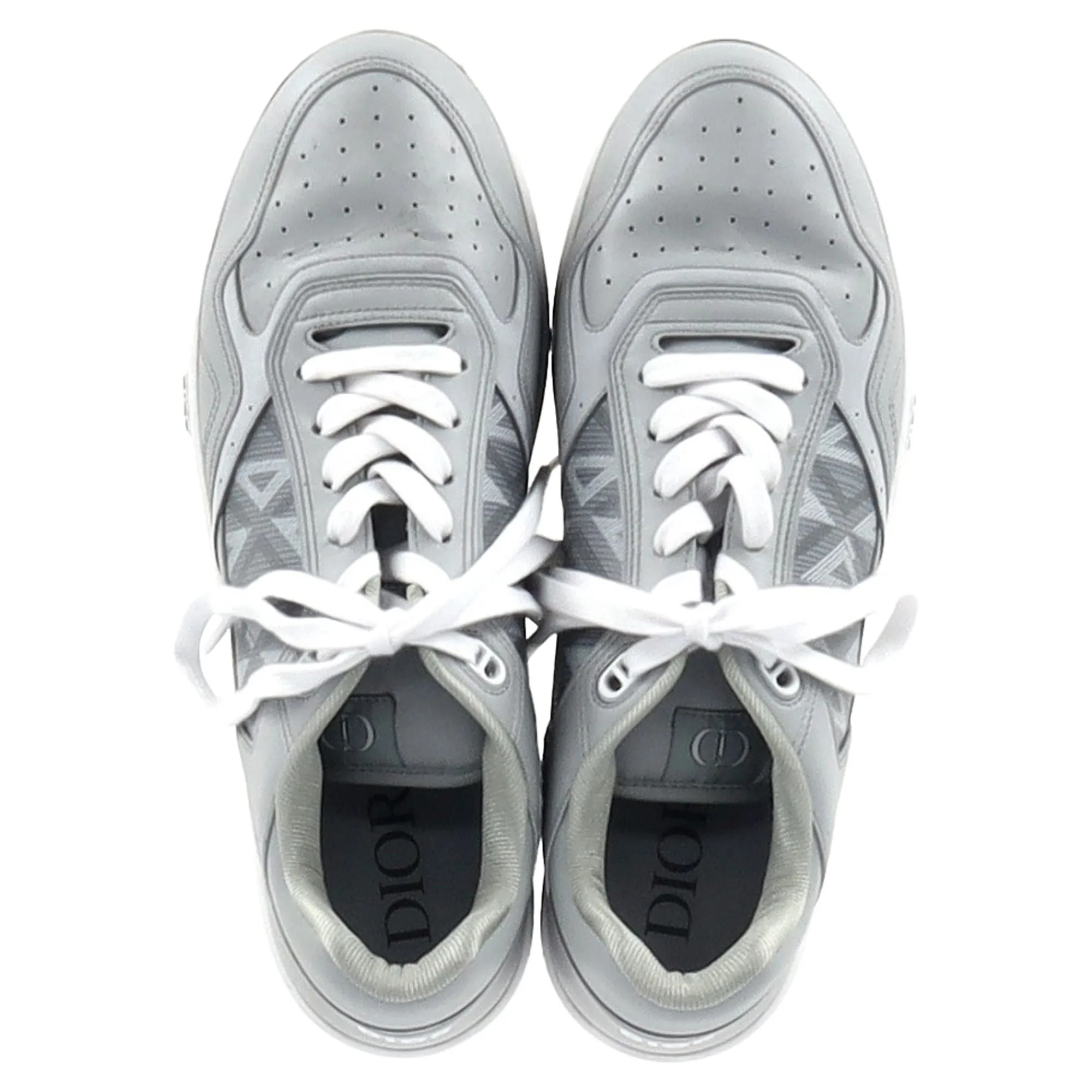 Dior B27 Low Top Sneaker in Grey Calfskin Leather