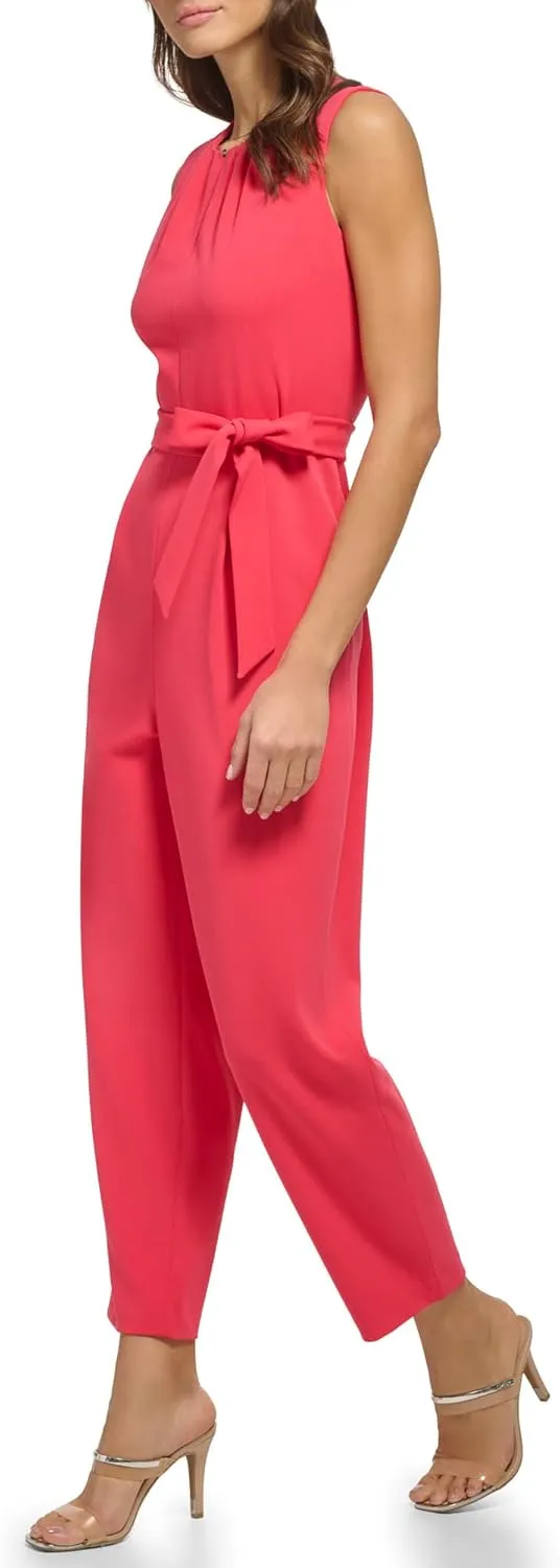 DKNY womens Sleeveless Scuba Crepe Jumpsuit