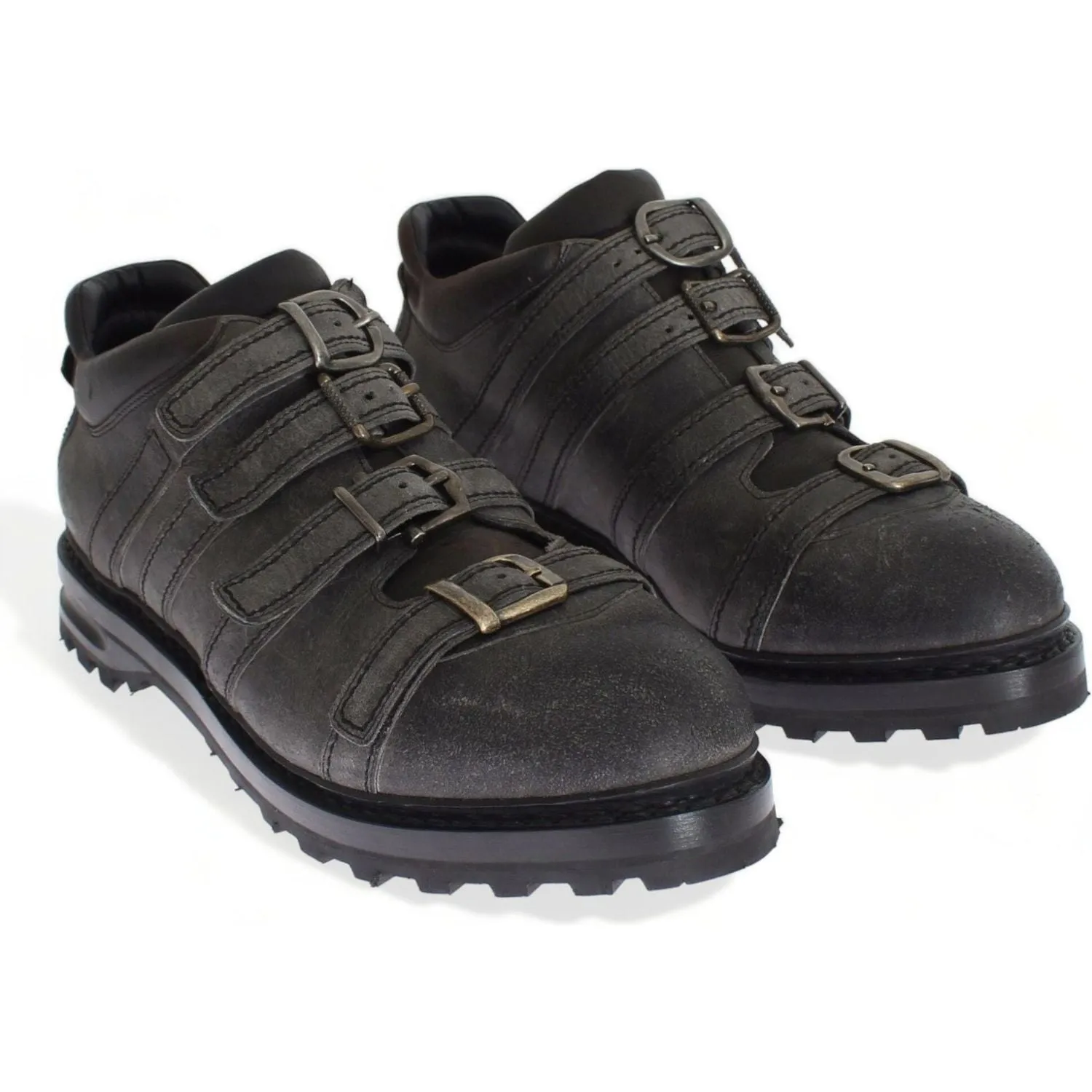 Dolce & Gabbana Elegant Gray Leather Ankle Boots