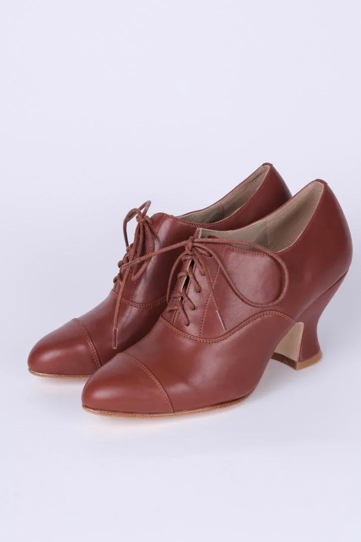 Edwardianske Oxford sko med pompadour hæl, 1900-1920 - Brun - Bertha