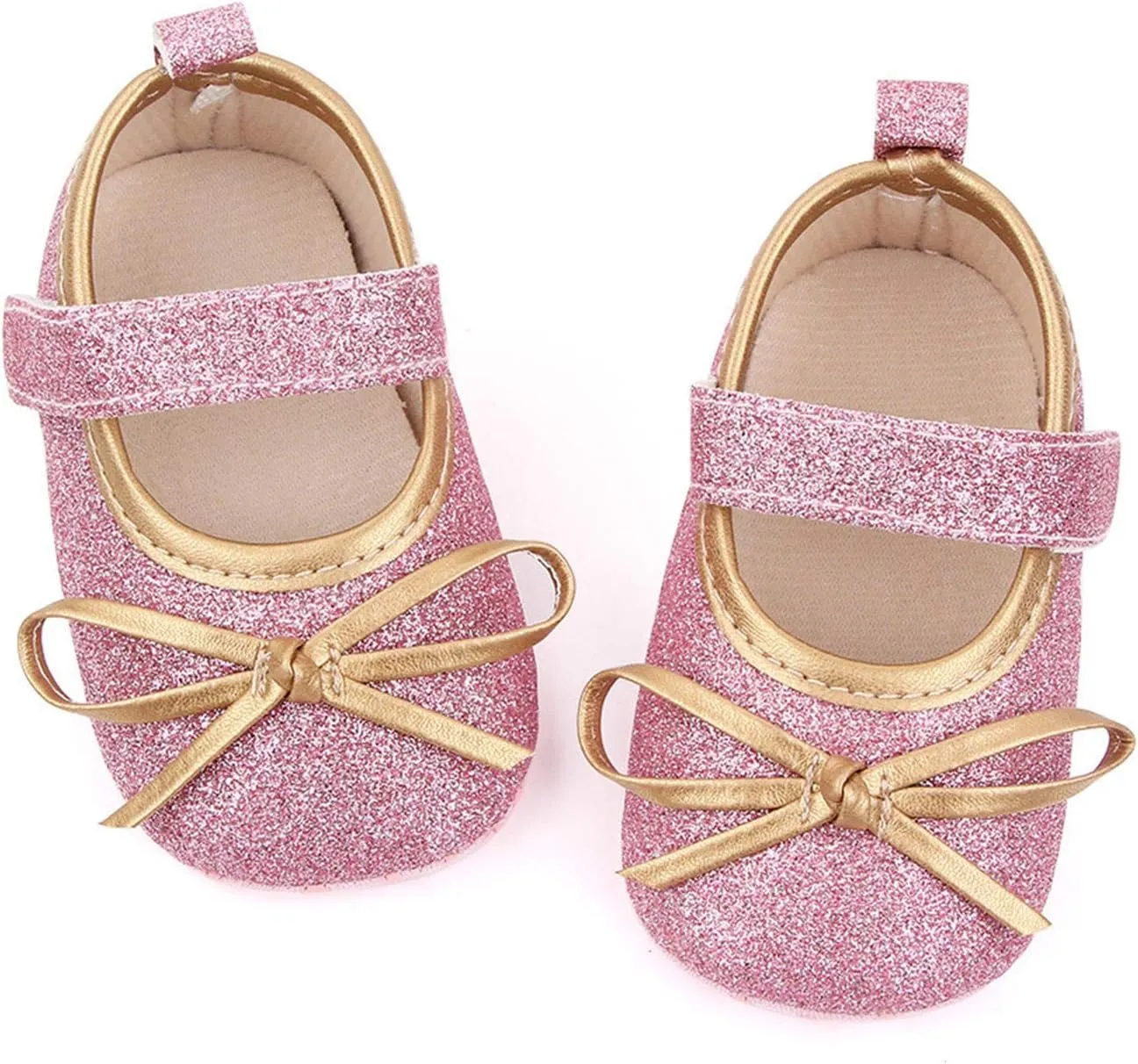 EnJoCho 0-18Months Baby Girls Bowknot Flats Bow Soft First Walking Princess Dress Shoes Anti-Slip Infant Crib Shoes
