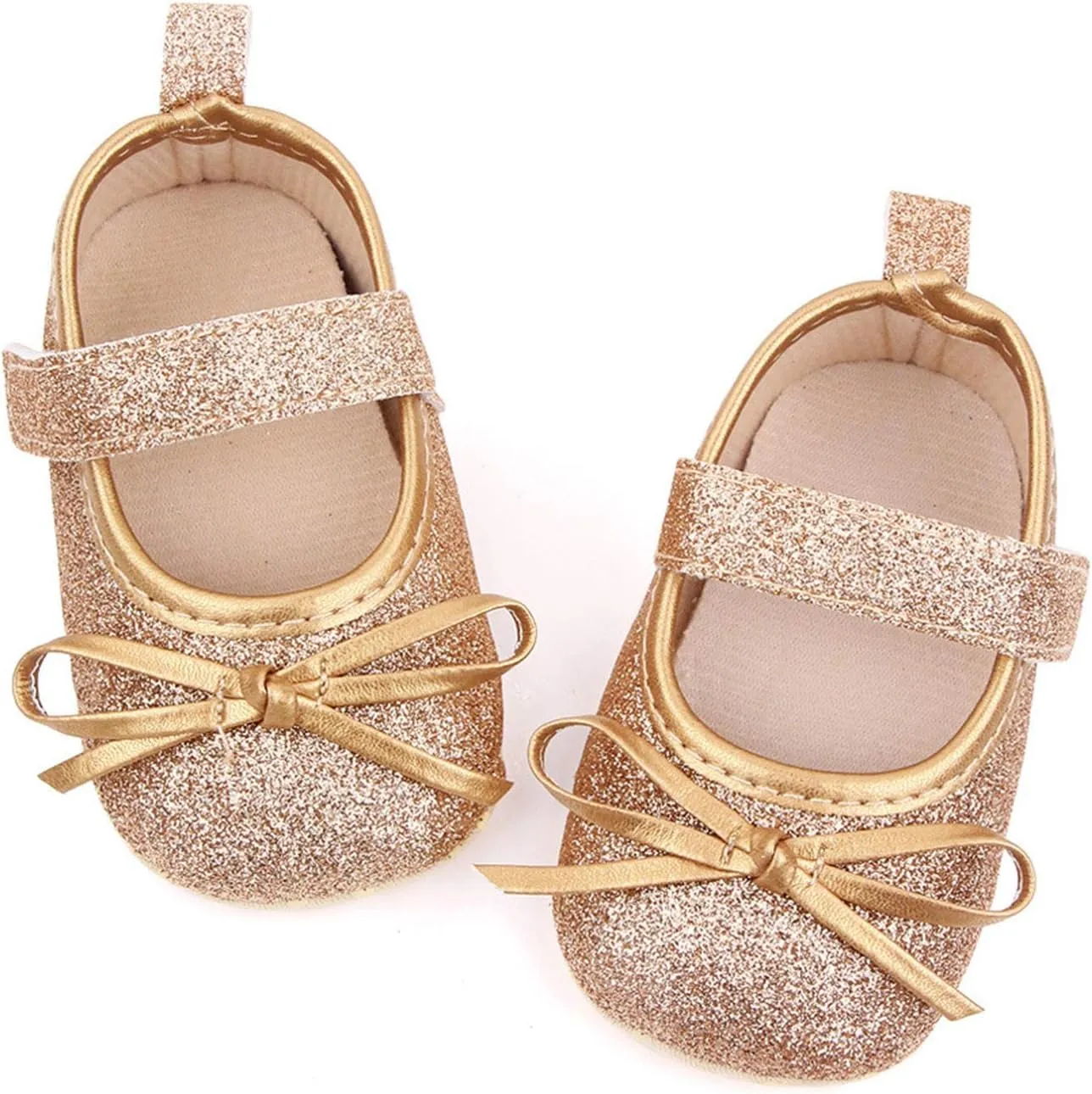 EnJoCho 0-18Months Baby Girls Bowknot Flats Bow Soft First Walking Princess Dress Shoes Anti-Slip Infant Crib Shoes