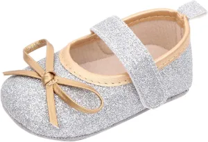 EnJoCho 0-18Months Baby Girls Bowknot Flats Bow Soft First Walking Princess Dress Shoes Anti-Slip Infant Crib Shoes