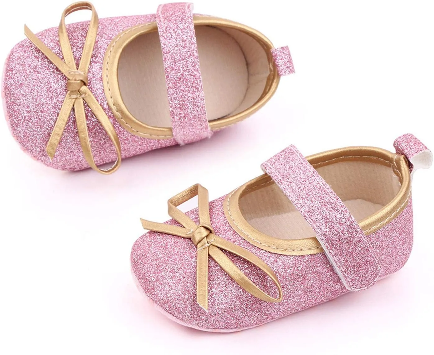 EnJoCho 0-18Months Baby Girls Bowknot Flats Bow Soft First Walking Princess Dress Shoes Anti-Slip Infant Crib Shoes