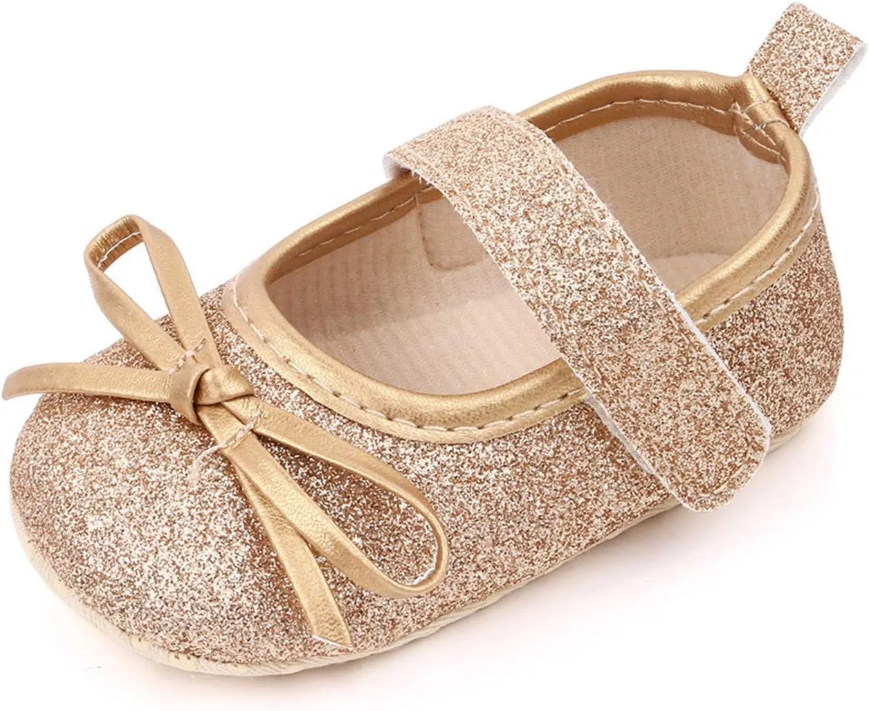 EnJoCho 0-18Months Baby Girls Bowknot Flats Bow Soft First Walking Princess Dress Shoes Anti-Slip Infant Crib Shoes