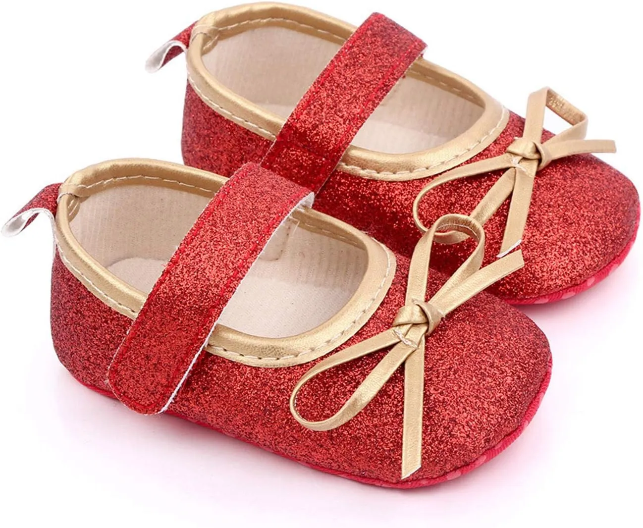 EnJoCho 0-18Months Baby Girls Bowknot Flats Bow Soft First Walking Princess Dress Shoes Anti-Slip Infant Crib Shoes