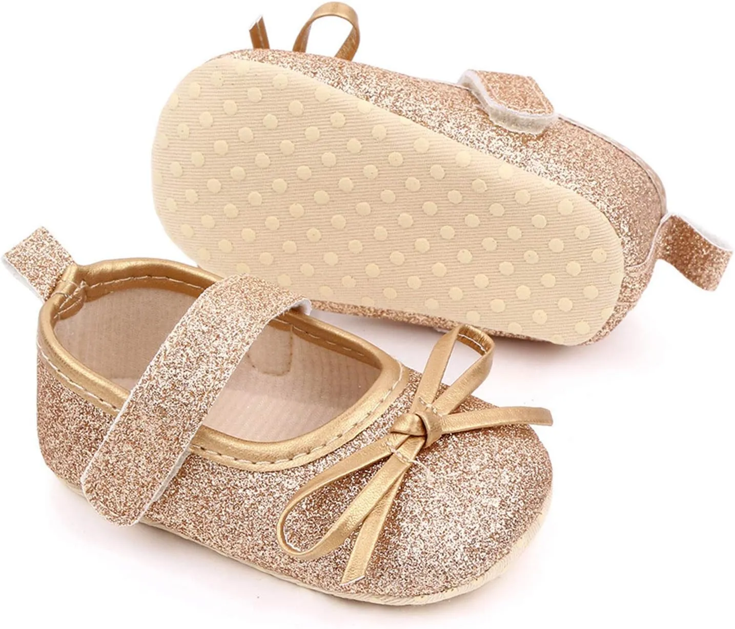 EnJoCho 0-18Months Baby Girls Bowknot Flats Bow Soft First Walking Princess Dress Shoes Anti-Slip Infant Crib Shoes