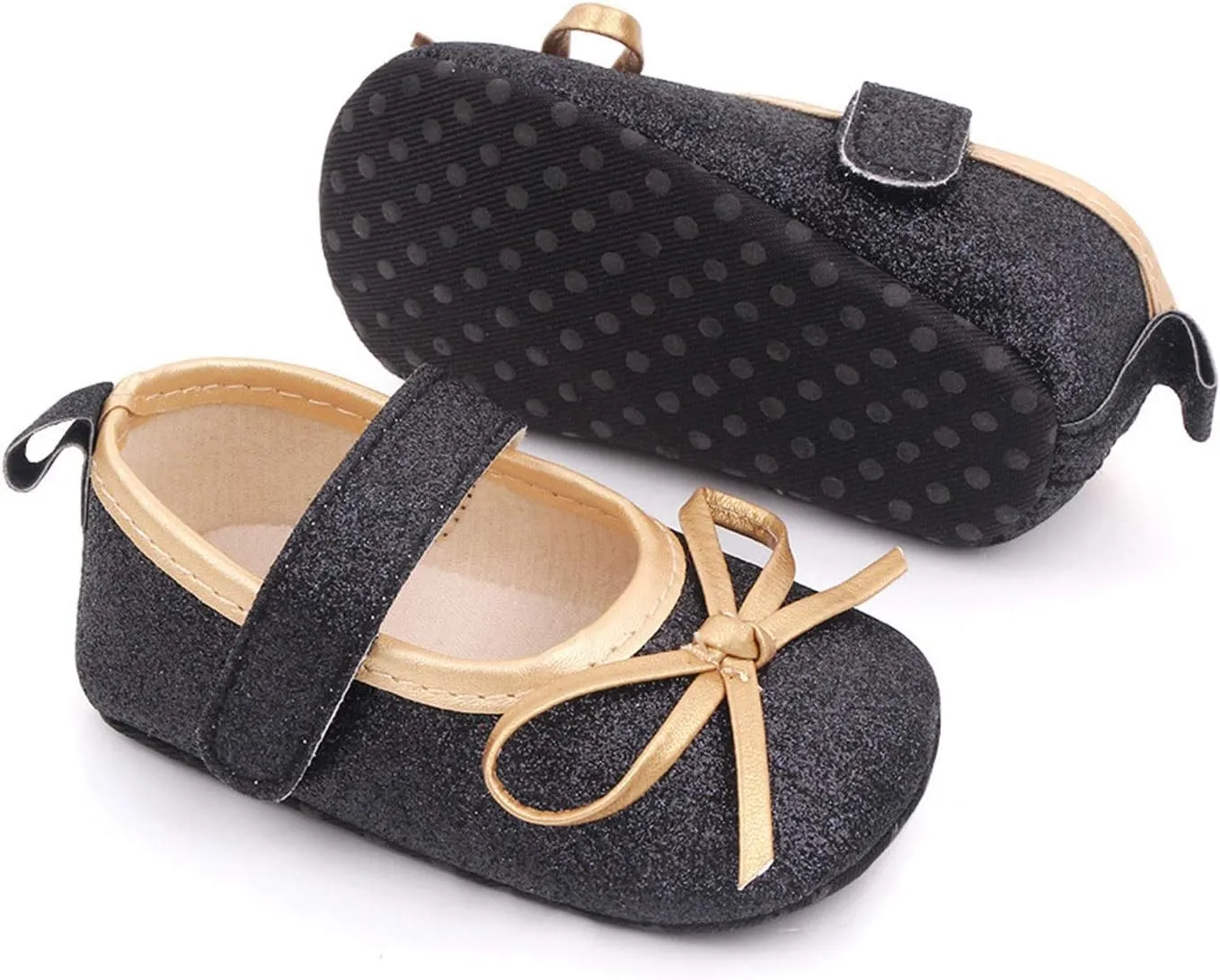 EnJoCho 0-18Months Baby Girls Bowknot Flats Bow Soft First Walking Princess Dress Shoes Anti-Slip Infant Crib Shoes
