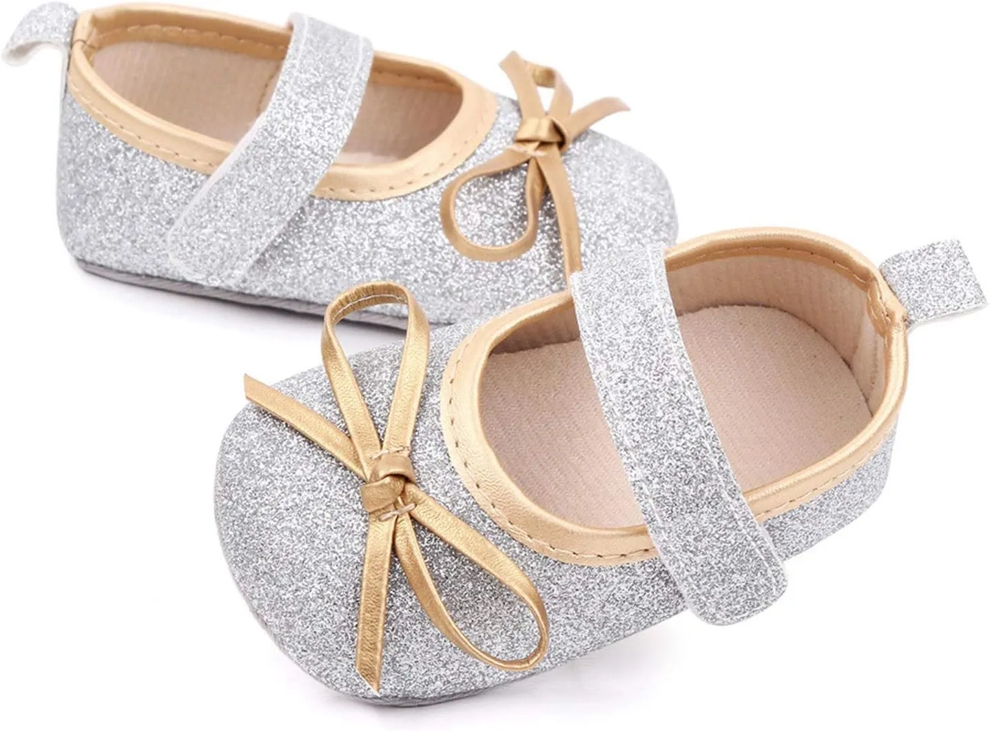 EnJoCho 0-18Months Baby Girls Bowknot Flats Bow Soft First Walking Princess Dress Shoes Anti-Slip Infant Crib Shoes
