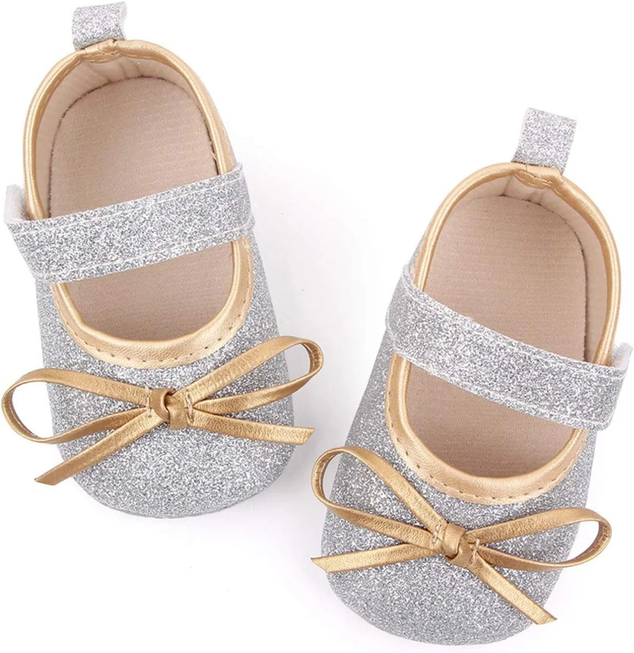 EnJoCho 0-18Months Baby Girls Bowknot Flats Bow Soft First Walking Princess Dress Shoes Anti-Slip Infant Crib Shoes