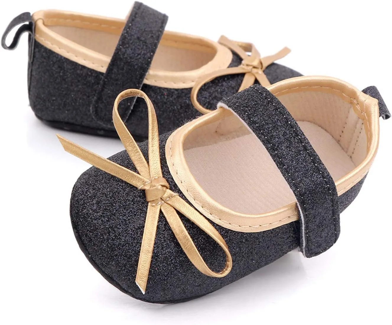 EnJoCho 0-18Months Baby Girls Bowknot Flats Bow Soft First Walking Princess Dress Shoes Anti-Slip Infant Crib Shoes