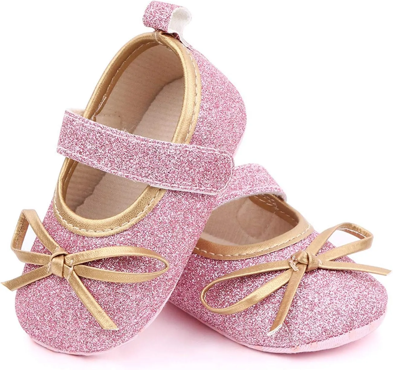 EnJoCho 0-18Months Baby Girls Bowknot Flats Bow Soft First Walking Princess Dress Shoes Anti-Slip Infant Crib Shoes