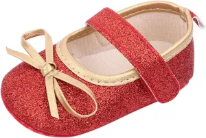 EnJoCho 0-18Months Baby Girls Bowknot Flats Bow Soft First Walking Princess Dress Shoes Anti-Slip Infant Crib Shoes