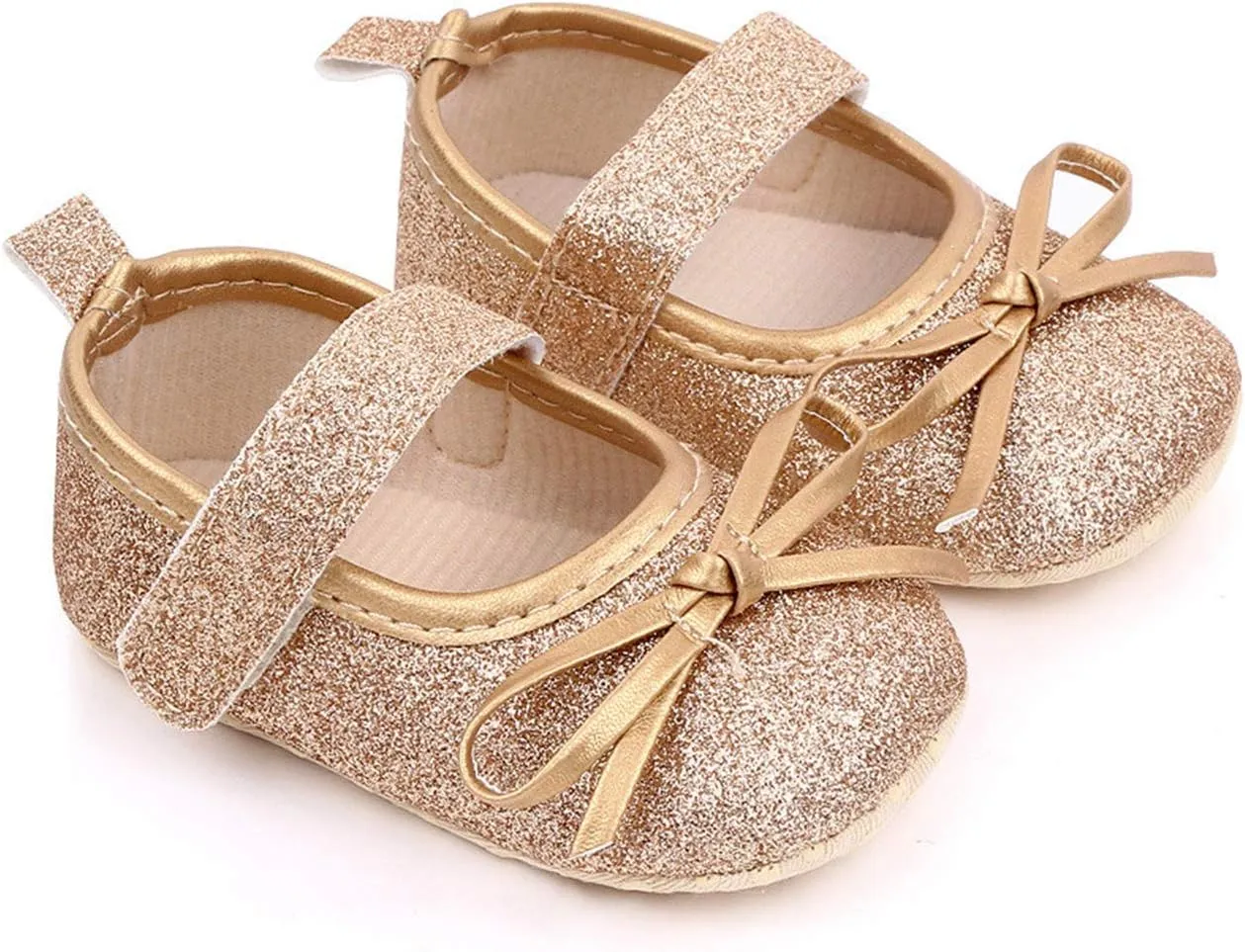 EnJoCho 0-18Months Baby Girls Bowknot Flats Bow Soft First Walking Princess Dress Shoes Anti-Slip Infant Crib Shoes