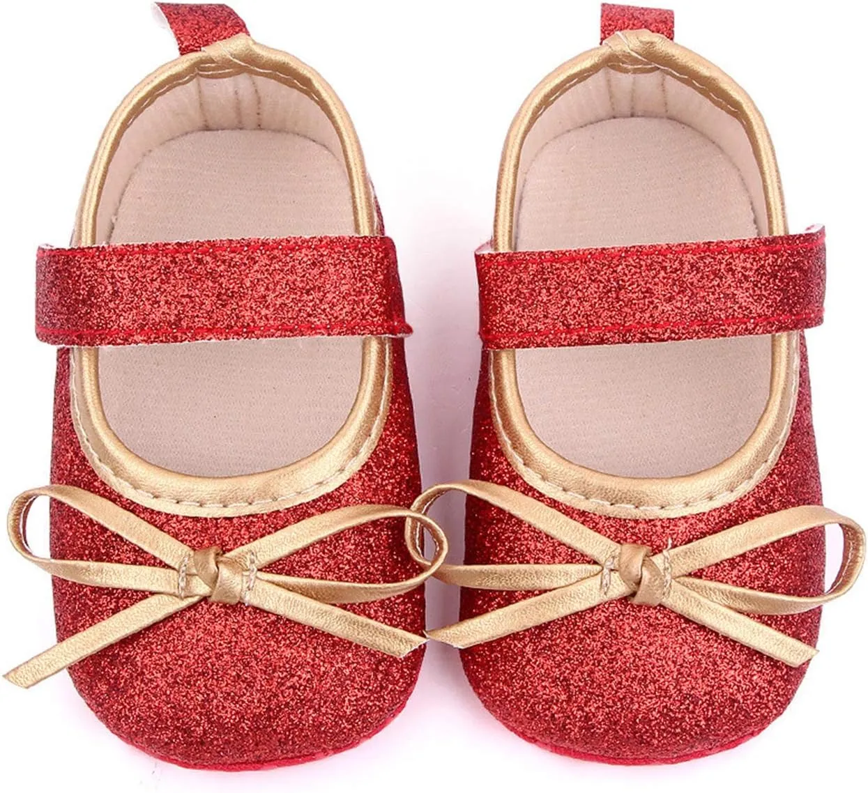 EnJoCho 0-18Months Baby Girls Bowknot Flats Bow Soft First Walking Princess Dress Shoes Anti-Slip Infant Crib Shoes