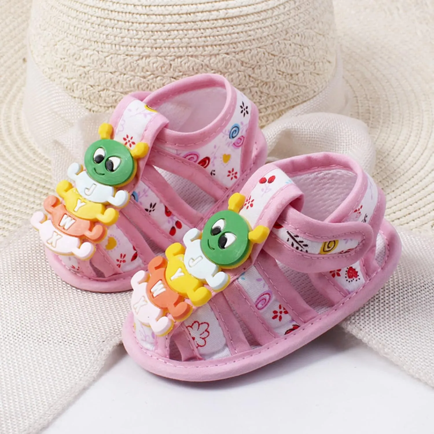 EnJoCho Baby Cute Cartoon Shoes Newborn Sneaker Shoes Girl Nonslip Infant Walking Shoes Boy Flat Shoes Dresses (Pink, 3 Months)