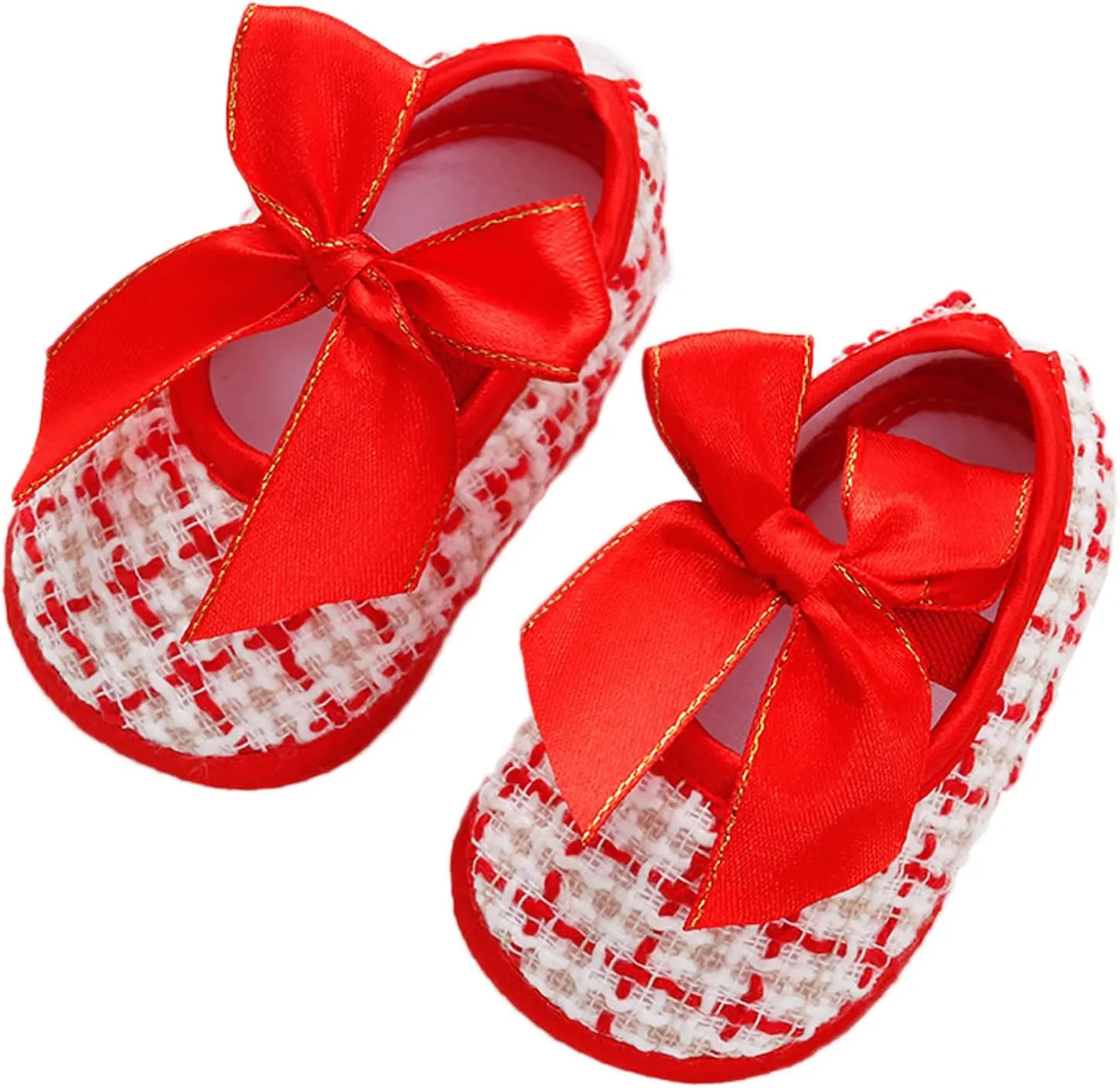 EnJoCho Running Shoes for Children Baby Girls Toddler Soft Shoes Infant Walkers Shoes Bow Princess Bowknot Flat Walkers Shoes (Red, 3 Months)