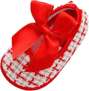 EnJoCho Running Shoes for Children Baby Girls Toddler Soft Shoes Infant Walkers Shoes Bow Princess Bowknot Flat Walkers Shoes (Red, 3 Months)