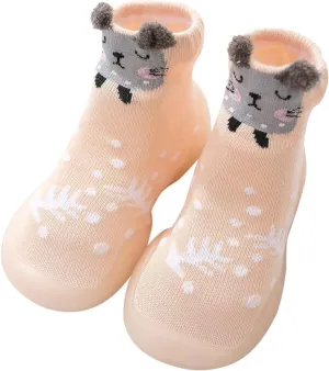 First Toddler Baby Cartoon Socks Non-slip Shoes Animals Elastic Walkers Infant Baby Shoes Rain Boots for Toddler Girls
