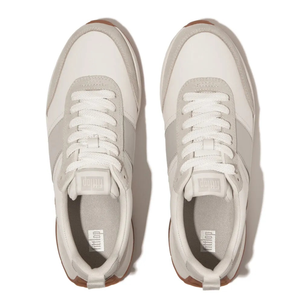 Fitflop F-Mode Flow Leather Mens Suede Sneaker Urban White/ Artic Grey